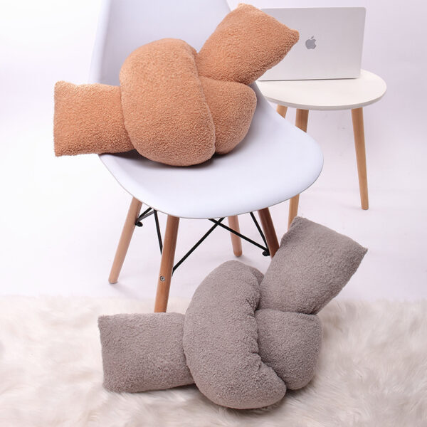 Home Decoration Simple Pure Color Twist Flower Knot Pillow - Image 5