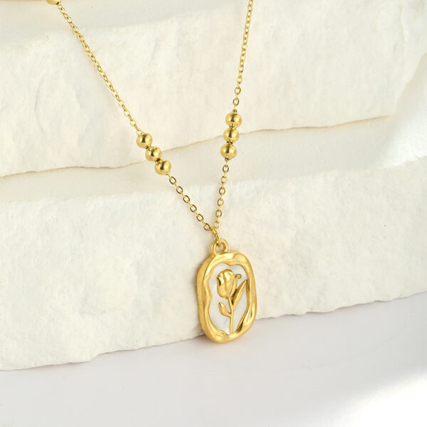 Simple Rose White Shell Pendant Necklace For Women - Image 7