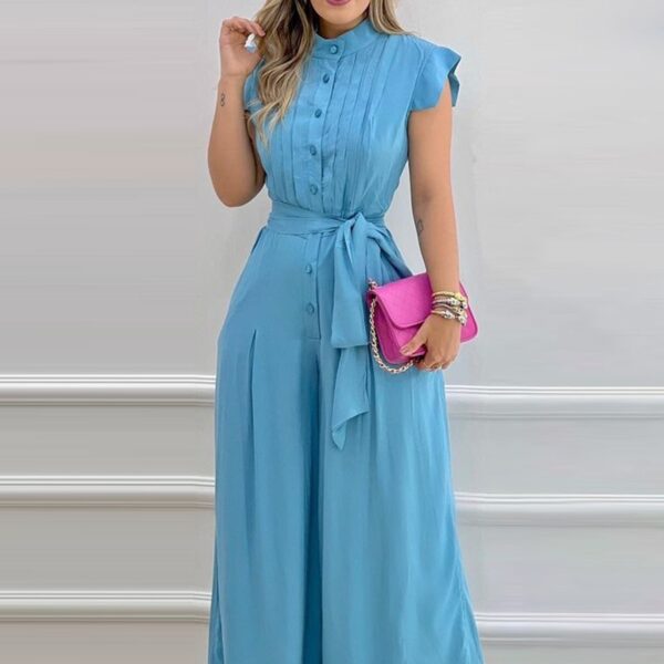 Fashion Women's Wear Blue Loose-fitting One-piece Trousers - Image 2