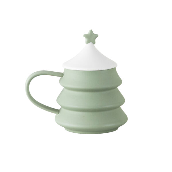 Creative Large Christmas Tree Ceramic Mug With Lid - Image 5