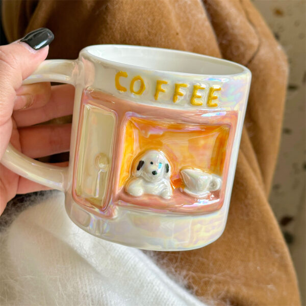 Cute Pearly Embossed Puppy Ceramic Mug - Image 6