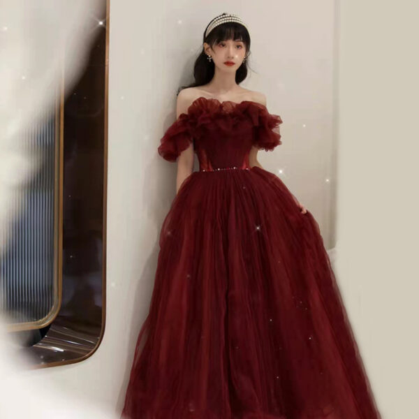 Summer Red Design Evening Dress Off-shoulder - Image 8