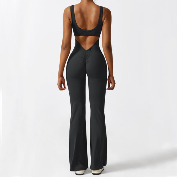 Women Sleeveless Flare Jumpsuits Fitness Yoga Long Pants - Image 2