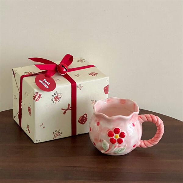 Handmade Irregular Cute Cherry Art Niche Mug - Image 2