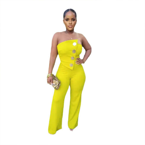 Women's Tube Top Wide Leg Jumpsuit - Image 5