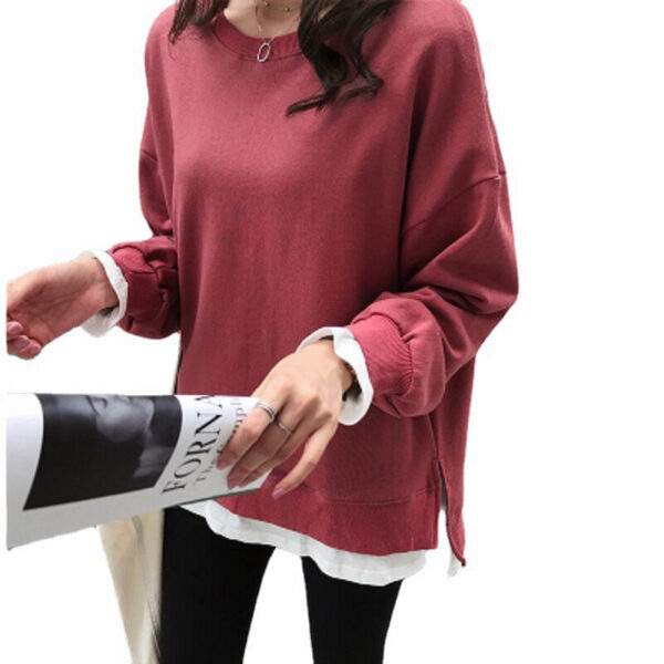 Gray With Slit Sweater Versatile Mid-length Two-piece Casual Top - Image 8