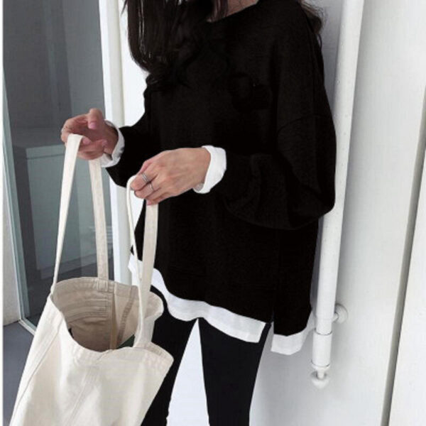 Gray With Slit Sweater Versatile Mid-length Two-piece Casual Top - Image 5