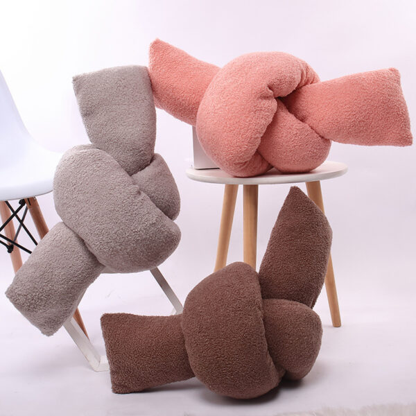 Home Decoration Simple Pure Color Twist Flower Knot Pillow - Image 6