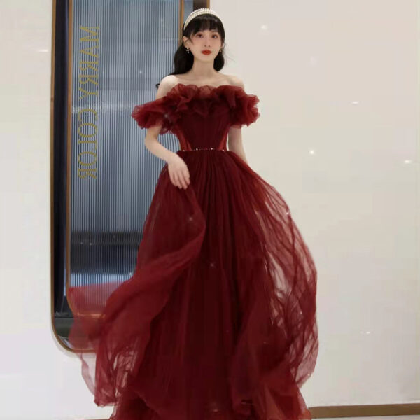 Summer Red Design Evening Dress Off-shoulder