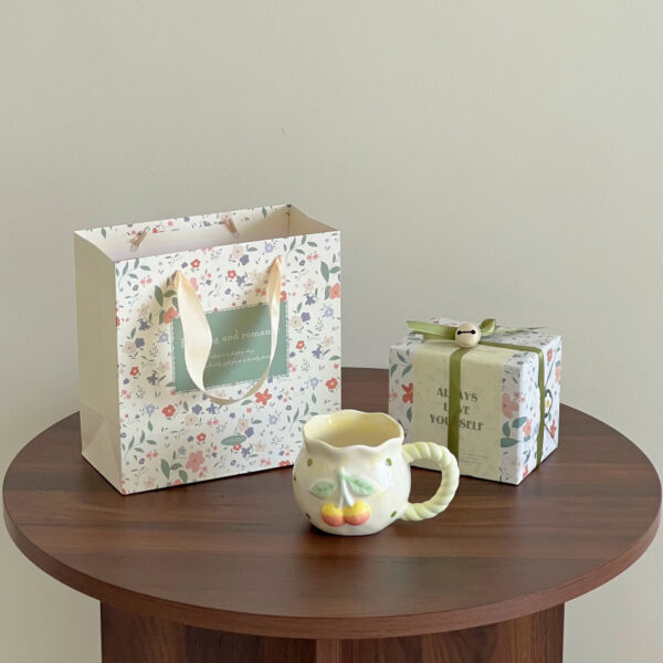 Handmade Irregular Cute Cherry Art Niche Mug - Image 4