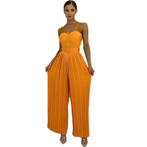 Women's Solid Color Wide Leg Jumpsuit - Image 2