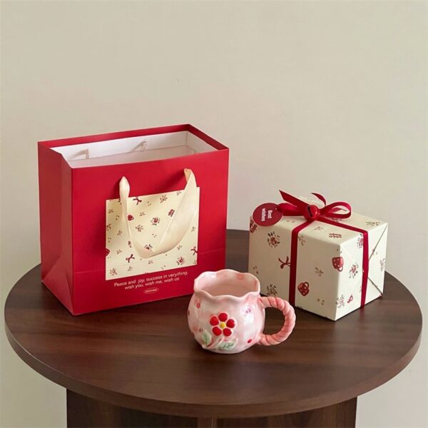 Handmade Irregular Cute Cherry Art Niche Mug - Image 6